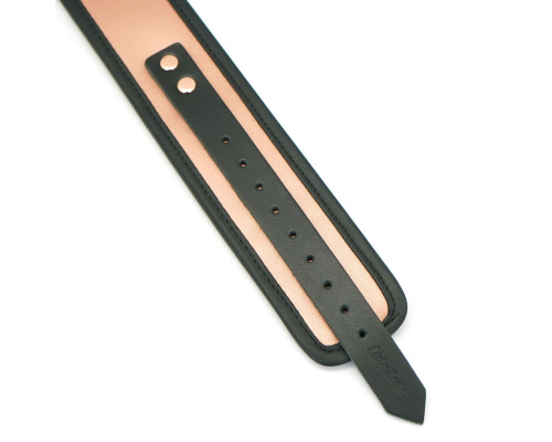 Широкий нашийник з повідцем Liebe Seele Rose Gold Memory Collar with Leash, натуральна шкіра
