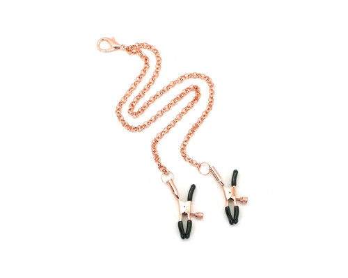 Нашийник із затискачами для сосків Liebe Seele Rose Gold Memory Collar with Nipple Clamps, шкіра