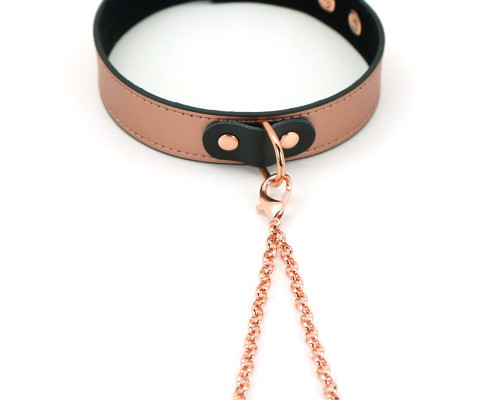 Нашийник із затискачами для сосків Liebe Seele Rose Gold Memory Collar with Nipple Clamps, шкіра