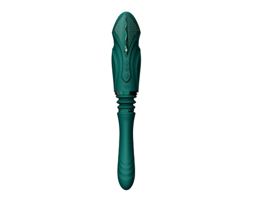 Компактна смарт секс-машина Zalo – Sesh Turquoise Green, 2 насадки, пульт ДК, кристал Swarovski