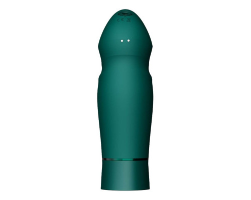 Компактна смарт секс-машина Zalo – Sesh Turquoise Green, 2 насадки, пульт ДК, кристал Swarovski