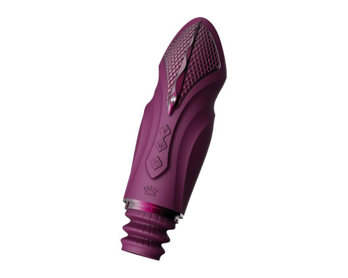 Компактна смарт секс-машина Zalo – Sesh Velvet Purple, 2 насадки, пульт ДК, кристал Swarovski