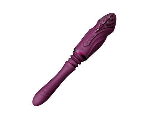 Компактна смарт секс-машина Zalo – Sesh Velvet Purple, 2 насадки, пульт ДК, кристал Swarovski