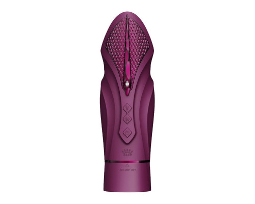 Компактна смарт секс-машина Zalo – Sesh Velvet Purple, 2 насадки, пульт ДК, кристал Swarovski