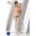 Сітчасті колготки-бодістокінги Passion S013 One Size, White, імітація панчіх та пояса з гартерами