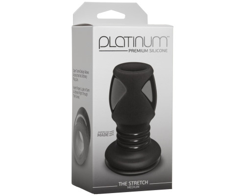 Анальний тунель Doc Johnson Platinum Premium Silicone - The Stretch Medium - Black  (м'ята упаковка)