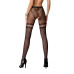 Сітчасті колготки з відкритим доступом Passion S015 One Size, Black, імітація панчіх і трусиків