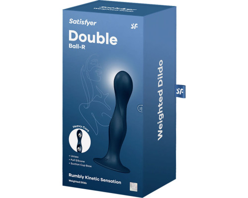 Дилдо Satisfyer Double Ball-R Dark Blue, унісекс, рухомі кульки всередині, на присосці