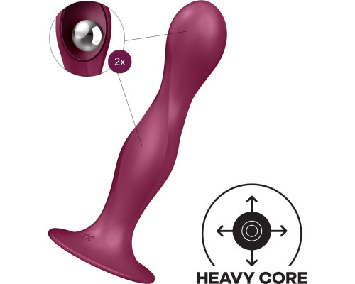 Дилдо Satisfyer Double Ball-R Red, унісекс, рухомі кульки всередині, на присосці