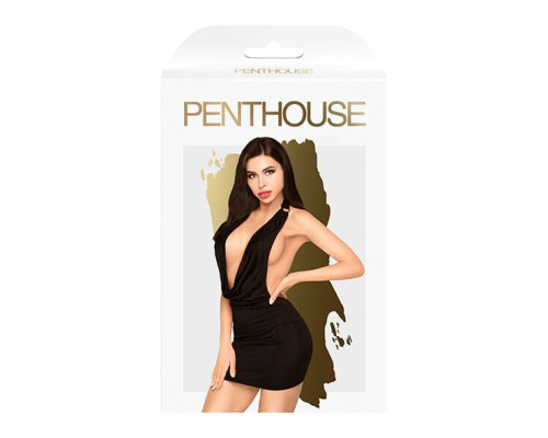 Мінісукня Penthouse - Heart Rob Black S/M, хомут, глибоке декольте, мініатюрні стрінги