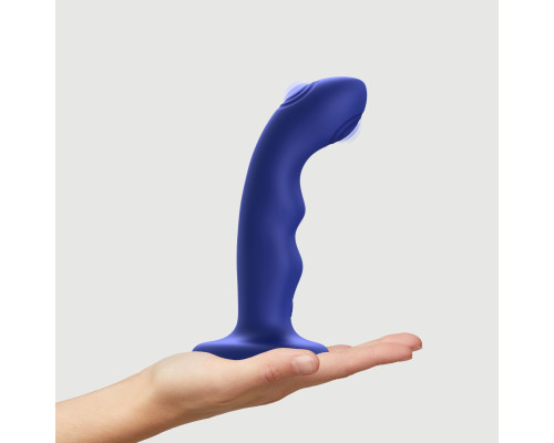 Насадка для страпона з подвійною точковою пульсацією Strap-On-Me TAPPING DILDO WAVE – NIGHT BLUE, М