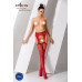 Сітчасті панчохи-стокінги Passion S020 One Size, Red, ажурний візерунок, імітація пояса з гартерами