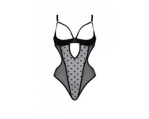 Еротичне боді Passion MARINA BODY, S/M, black, з відкритими чашками