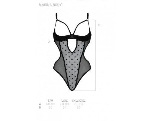 Еротичне боді Passion MARINA BODY, S/M, black, з відкритими чашками