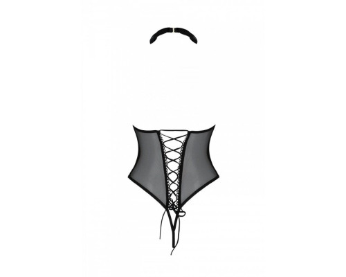 Еротичне боді Passion TRISHA BODY, S/M, black, з відкритими чашками