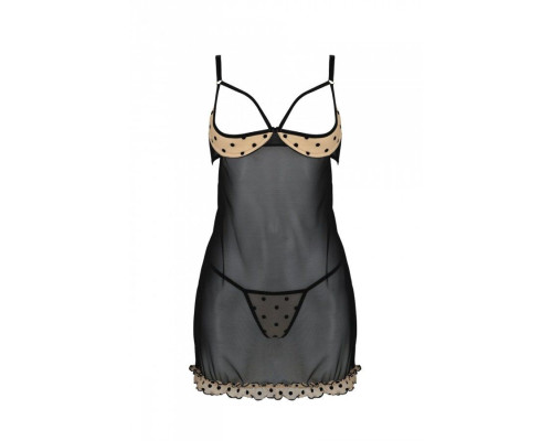 Еротичний пеньюар Passion MARINA CHEMISE, XXL/XXXL, beige