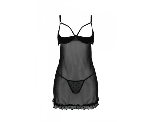 Еротичний пеньюар Passion MARINA CHEMISE, L/XL, black