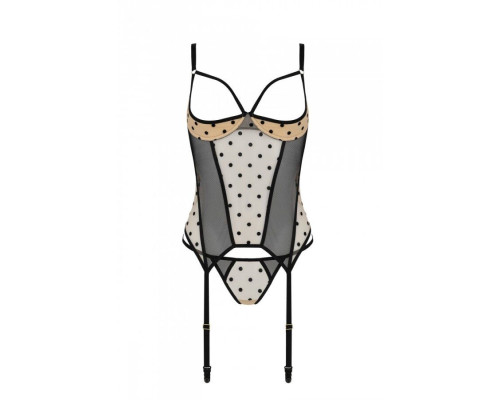 Корсет Passion MARINA CORSET, XXL/XXXL, beige, з відкритими чашками