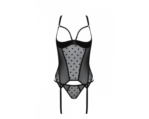 Корсет Passion MARINA CORSET, L/XL, black, з відкритими чашками