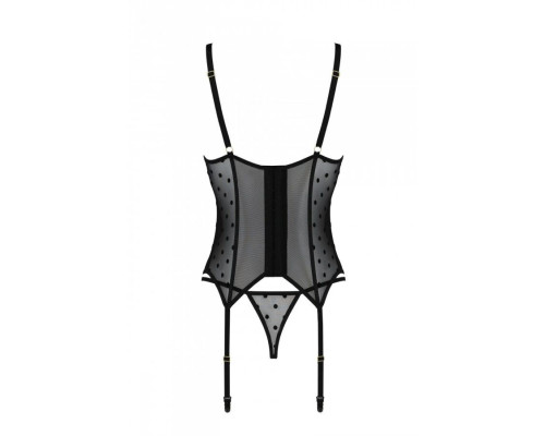Корсет Passion MARINA CORSET, L/XL, black, з відкритими чашками
