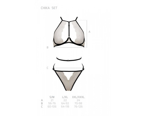 Комплект білизни Passion CHIKA SET, XXL/XXXL, cream, топ, трусики