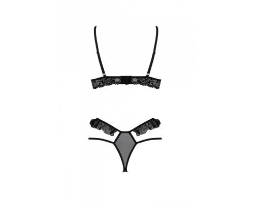 Еротичний комплект Passion DOLLY SET, XXL/XXXL, black, з відкритими чашками