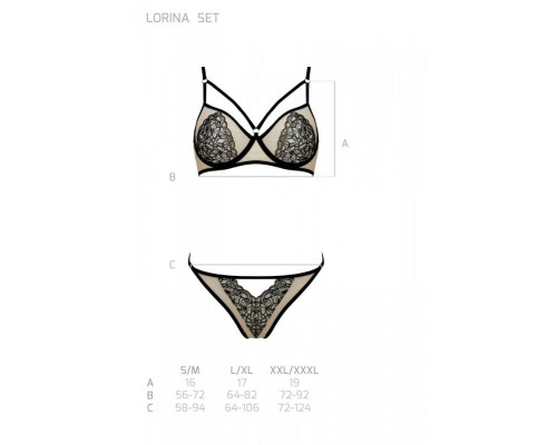 Комплект Passion LORINA SET, XXL/XXXL, beige, бюстгальтер та трусики