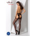 Сексуальні колготки-бодістокінги Passion S022 One Size, Black, імітація панчіх і пояса з гартерами