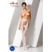 Еротичні колготки-бодістокінги Passion S023 One Size, White, імітація панчіх з ромбами та пояском
