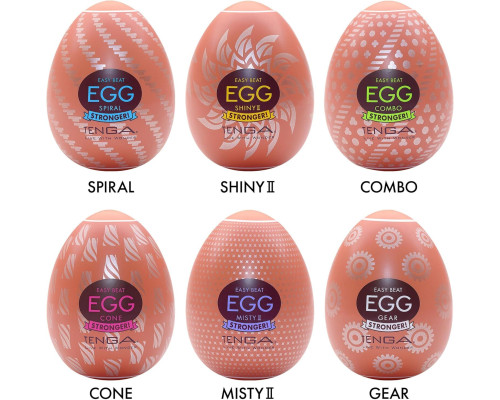 Набір мастурбаторів-яєць Tenga Egg Hard Boilded II Pack (6 яєць), щільний TPE, опукла текстура