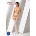 Еротичні колготки-бодістокінги Passion S025 One Size, White, імітація ажурних панчішок з пояском