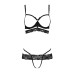 Комплект білизни Passion Exclusive SARIA SET OpenBra L/XL, black, стрепи, відкритий ліф, стрінги