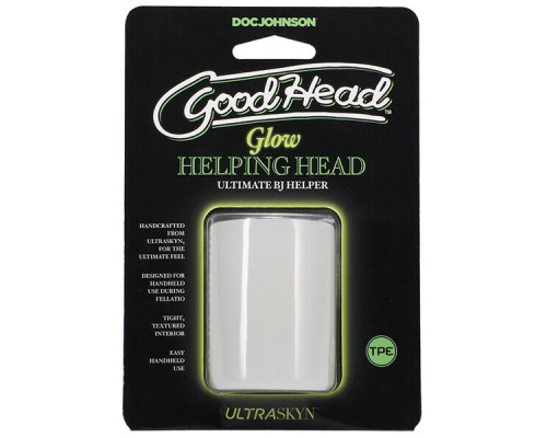 Мастурбатор Doc Johnson GoodHead Glow Helping Head, наскрізний, світиться в темряві