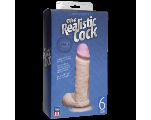 Фалоімітатор Doc Johnson The Realistic Cock 6 inch White – ULTRASKYN, Vack-U-Lock (м'ята упаковка!)