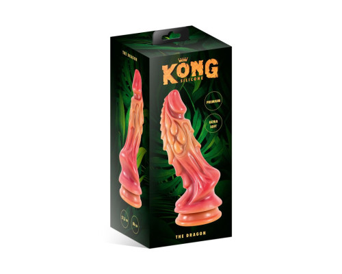 Фентезійний фалоімітатор Kong Silicone The Dragon, довжина 21,5 см, діаметр 6,2 см, для фістингу