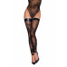 Панчохи без миска Noir Handmade F243 Tulle stockings with patterned flock embroidery, L