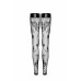 Панчохи без миска Noir Handmade F243 Tulle stockings with patterned flock embroidery, L